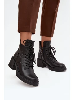 Dámské kožené kotníkové boty na klínku s podšívkou Vinceza 39950 Černé