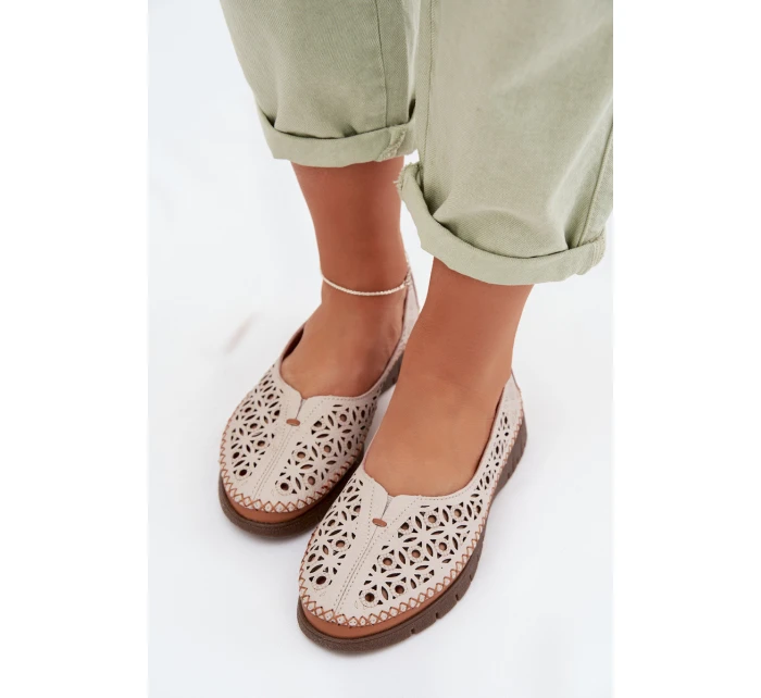 Dámské krajkové baleríny z přírodní kůže Sergio Leone SP-006 šedé