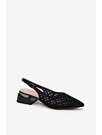 Kožené Semišové Dámské Sandály Otevřené S Síťkou Na Klíně D&A CR61-3004 Černé