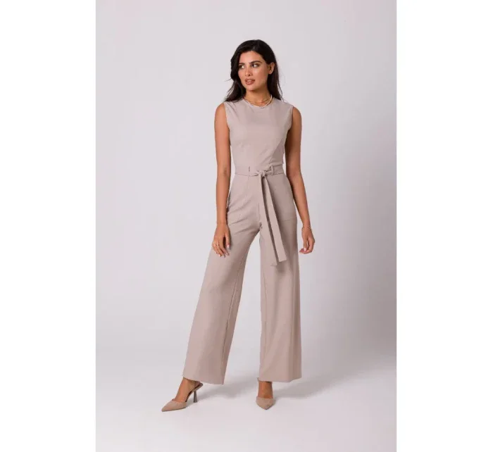 B256 Kombinéza bez rukávů s kapsami - béžová