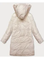 Černo-ecru hrubší oboustranná dámská zimní bunda (V768g)