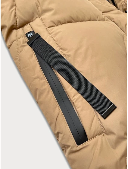 Dámská zimní bunda ve velbloudí barvě v délce ke kolenům model 21248939 - J.STYLE