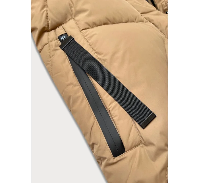 Dámská zimní bunda ve velbloudí barvě v délce ke kolenům model 21248939 - J.STYLE