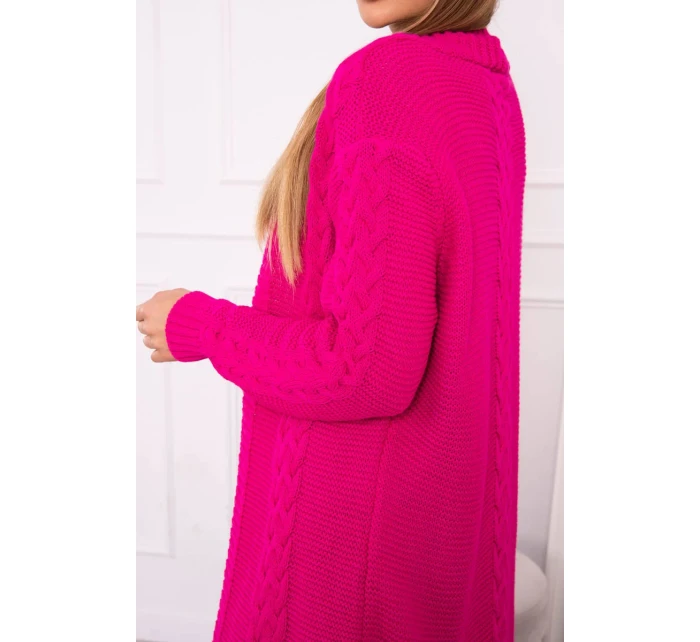 Svetr Cardigan kostkovaný kostkovaný fuchsiový Svetr Cardigan kostkovaný kostkovaný fuchsiový