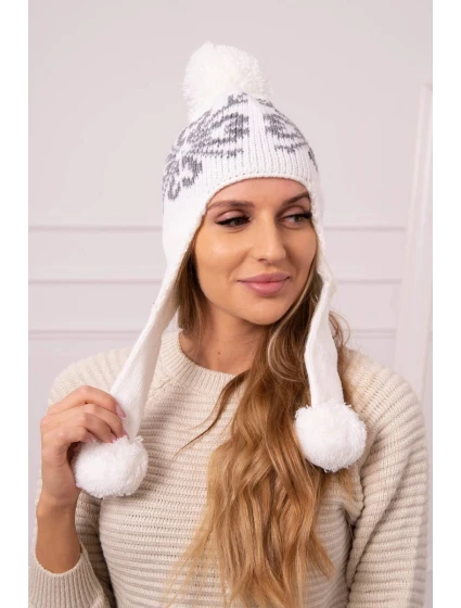 Dámská klapka na uši bílá model 21798593 - K-Fashion Dámská klapka na uši bílá model 21798593 - K-Fashion