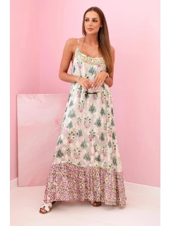 Dámské šaty na ramínka ze světlé viskózy fialka