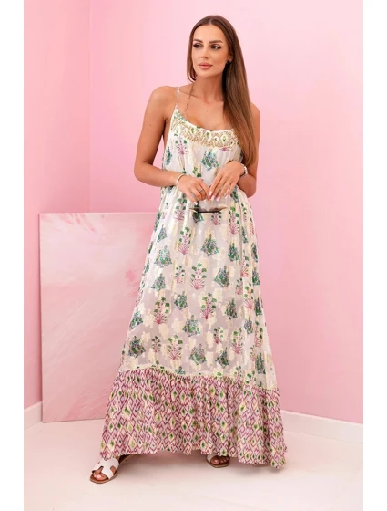 Dámské šaty na ramínka ze světlé viskózy fialka