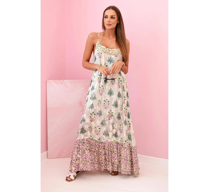 Dámské šaty na ramínka ze světlé viskózy fialka