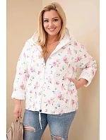 Dámská jarní bunda Plus Size s drobným květinovým vzorem růžová