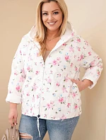 Dámská jarní bunda Plus Size s drobným květinovým vzorem růžová