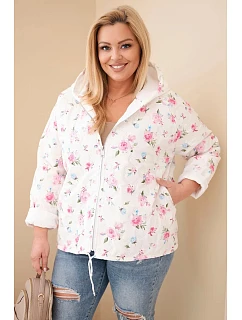 Dámská jarní bunda Plus Size s drobným květinovým vzorem růžová