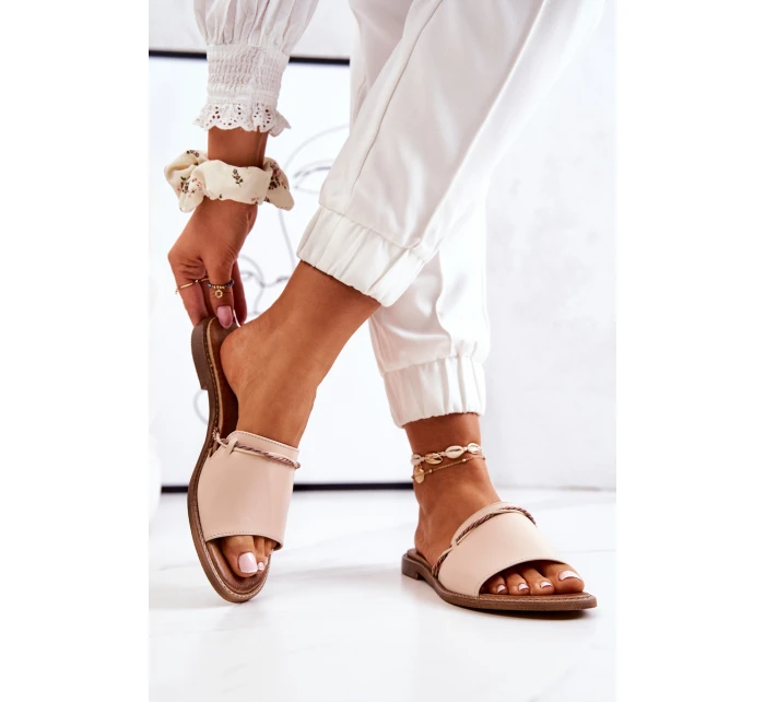 Kožené Nazouváky Lewski Shoes model 21558572 Béžové - Boto