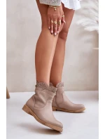 Nízké Dámské Boty Na Ploché Podpatky Kožené Lewski model 21672560 Béžové - Boto