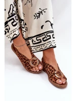 Ploché Sandály S Dekorací Pantera Hnědé Haliones Ploché Sandály S Dekorací Pantera Hnědé Haliones