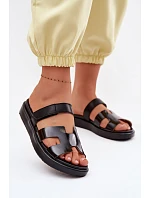 Kožené dámské pantofle na suchý zip černé model 22091756 - Boto Kožené dámské pantofle na suchý zip černé model 22091756 - Boto