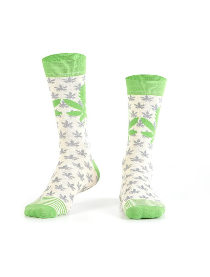 Pánské krémové ponožky s listem