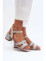 Dámské sandály na vysokém podpatku vyrobené z eko kůže Sergio Leone Grey Dámské sandály na vysokém podpatku vyrobené z eko kůže Sergio Leone Grey