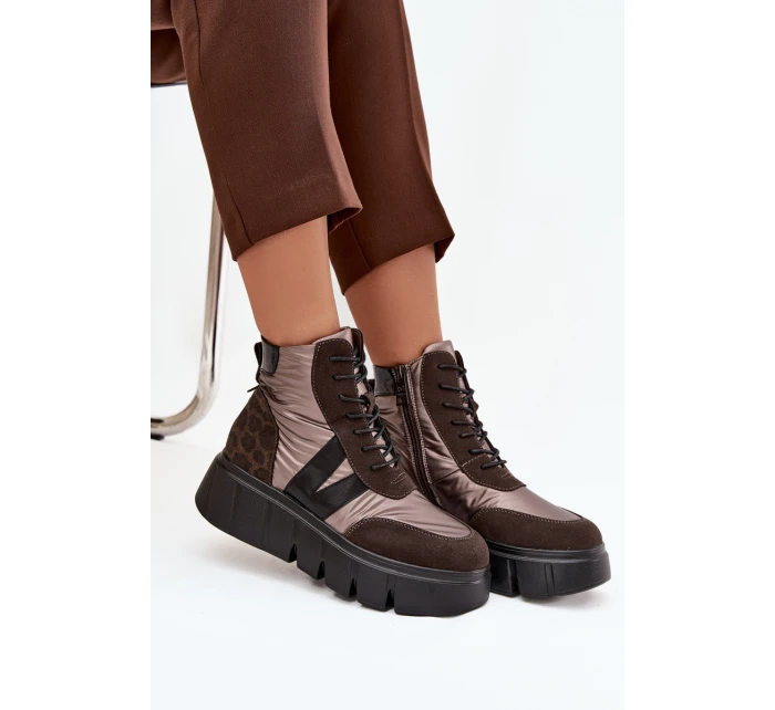 Zateplené dámské boty na platformě Vinceza – hnědé