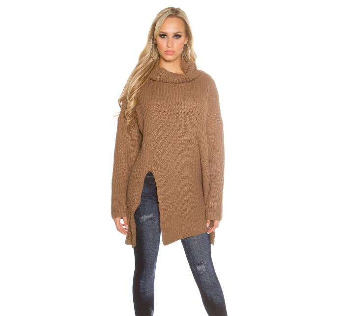Trendy KouCla Oversize turtleneck knit jumper