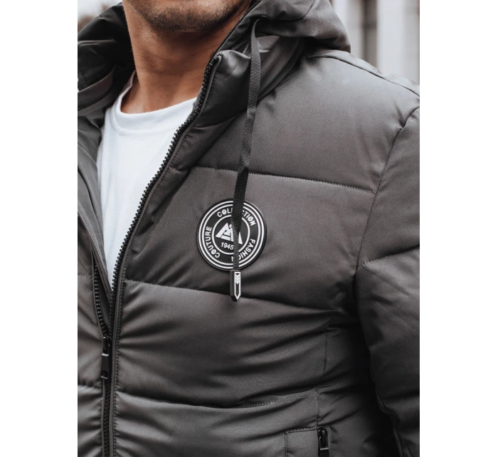 Pánská prošívaná zimní bunda s kapucí šedá FashionStreet TX5073