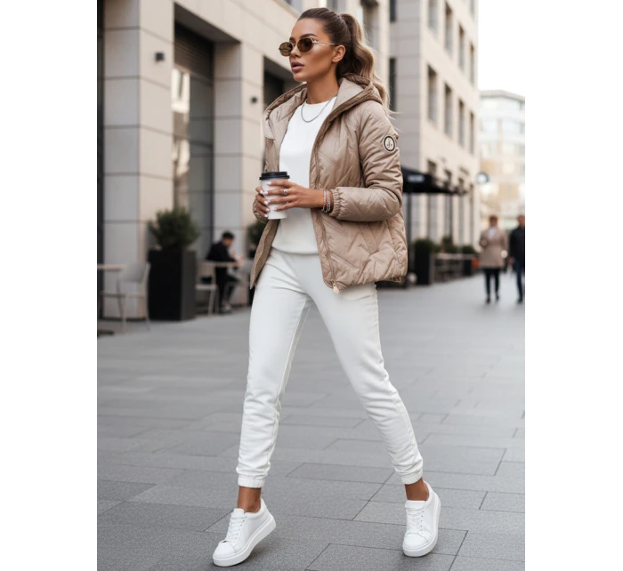 Dámská prošívaná bunda s kapucí v barvě camel Dstreet model 21995934 - FashionStreet