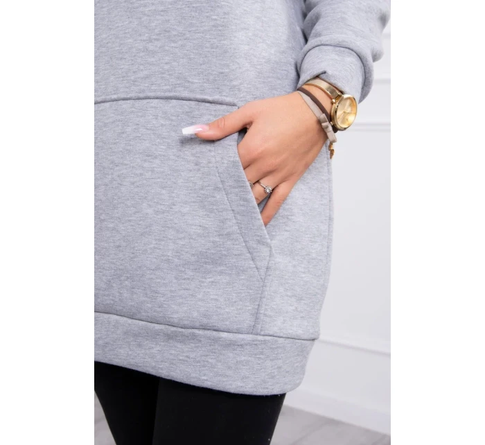 Mikina s kapucí a nášivkami šedá