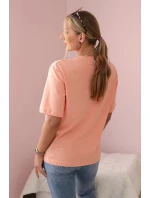 Bavlněná halenka s květinovým potiskem meruňka