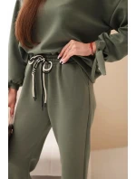 Dámská souprava z viskózy s khaki vázáním barva masełkowa Dámská souprava z viskózy s khaki vázáním barva masełkowa