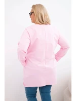 Dámská halenka Plus Size s prodlouženým zadním dílem a dlouhým rukávem bonbónově růžová Dámská halenka Plus Size s prodlouženým zadním dílem a dlouhým rukávem bonbónově růžová