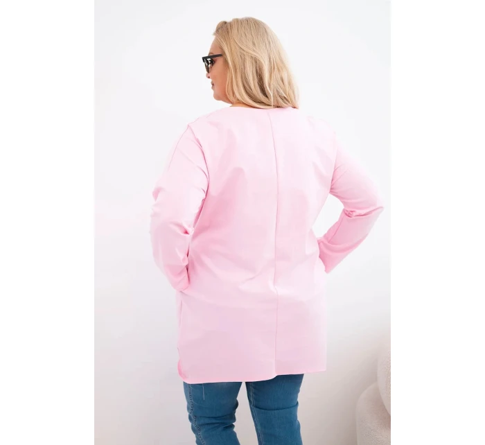 Dámská halenka Plus Size s prodlouženým zadním dílem a dlouhým rukávem bonbónově růžová Dámská halenka Plus Size s prodlouženým zadním dílem a dlouhým rukávem bonbónově růžová