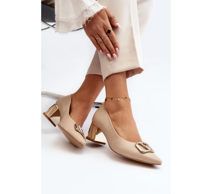 Elegantní lodičky s ozdobou Laura Messi 2740 Beige