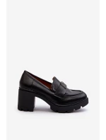 Dámské polobotky na podpatku s ozdobou Černé model 21655240 - Boto Dámské polobotky na podpatku s ozdobou Černé model 21655240 - Boto