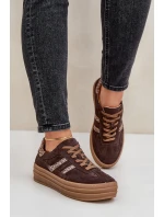 model 21679935 Semišové Sneakersy Na Platformě Leopardí Čokoládové - Zazoo