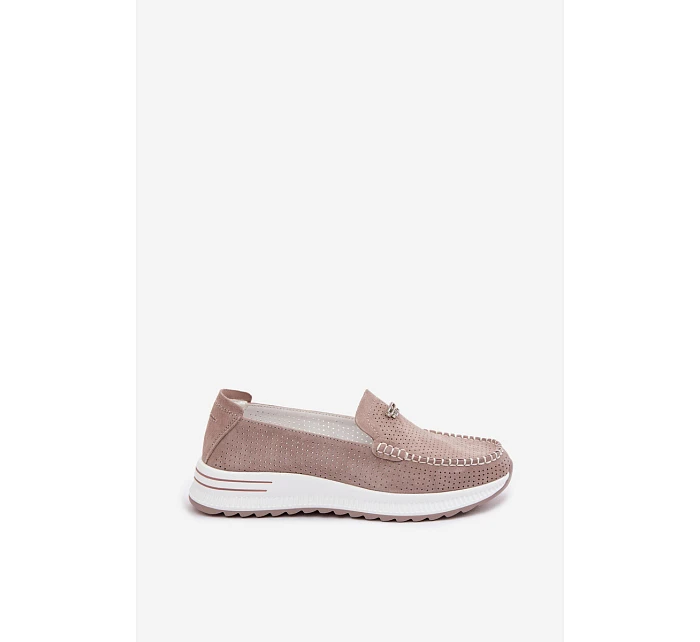 Dámské mokasíny z přírodního semiše tmavě béžové model 22095015 - EVENTO Dámské mokasíny z přírodního semiše tmavě béžové model 22095015 - EVENTO