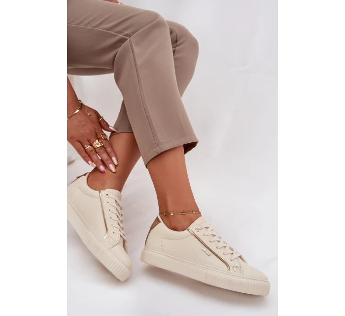 Dámské tenisky z ECO kůže Big Star – béžové/zlaté Dámské tenisky z ECO kůže Big Star – béžové/zlaté