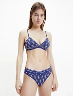 Trojúhelníková bralette s logem QF5953 - X00 - Modrá s bílým logem - Calvin Klein