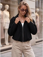 Dámská krátká černá kordurová bunda FashionStreet TY6021 Dámská krátká černá kordurová bunda FashionStreet TY6021