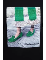 3D grafická halenka se zirkony černá