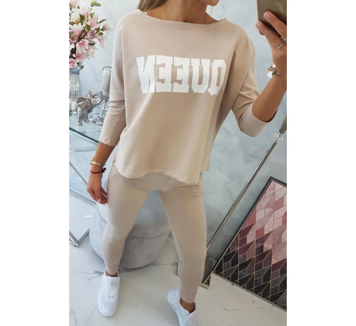 Sada s potiskem Queen béžová