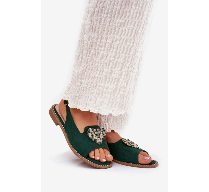 Dámské sandály s zlatým ozdobou eko semišové S.Barski KV27-059 hnědé Dámské sandály s zlatým ozdobou eko semišové S.Barski KV27-059 hnědé