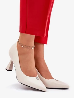 Elegantní dámské lodičky na rozšířeném jehlovém podpatku Vinceza – béžové