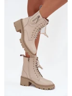 Dámské kotníkové boty Vinceza na kocích s ocieplením – béžové Dámské kotníkové boty Vinceza na kocích s ocieplením – béžové
