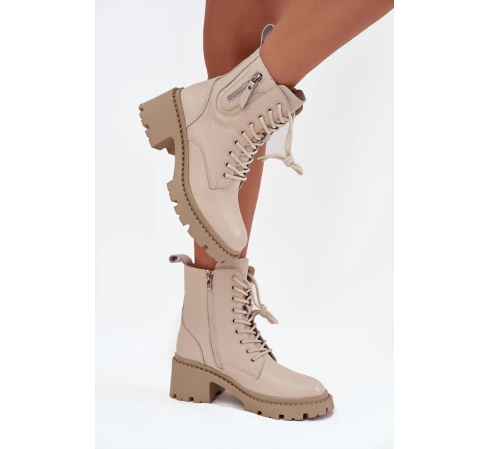 Dámské kotníkové boty Vinceza na kocích s ocieplením – béžové Dámské kotníkové boty Vinceza na kocích s ocieplením – béžové