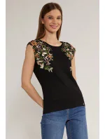 Dámské tričko s květinovým potiskem model 18523075 černé - Monnari