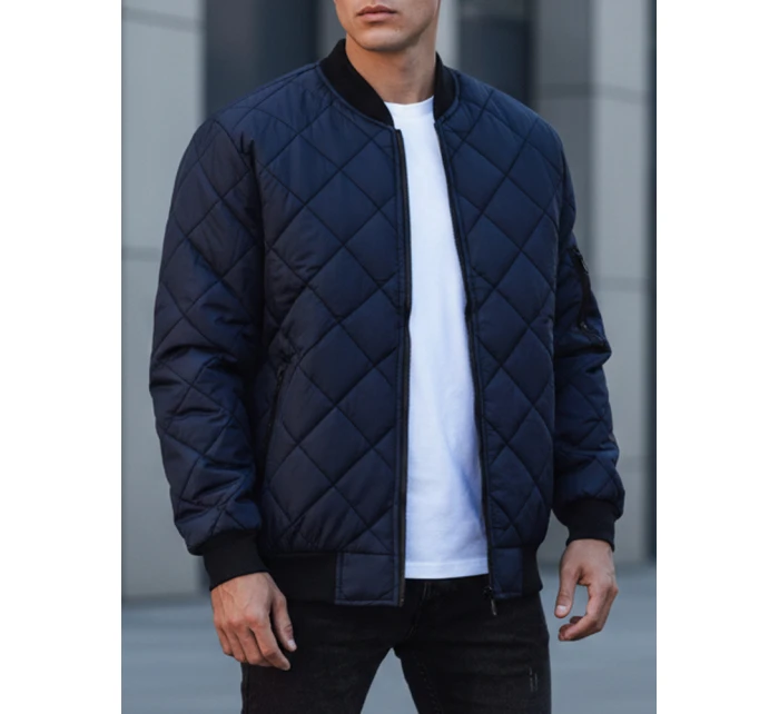 Pánská prošívaná bunda bomber tmavě modrá TX2217 Pánská prošívaná bunda bomber tmavě modrá TX2217