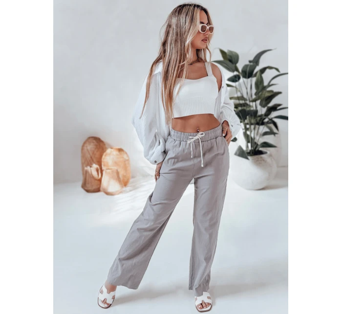Dámské ležérní kalhoty s širokými nohavicemi BOHO DAY šedé FashionStreet UY2650
