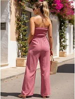 Dámský letní overal se širokými nohavicemi růžový FashionStreet EY2652 Dámský letní overal se širokými nohavicemi růžový FashionStreet EY2652