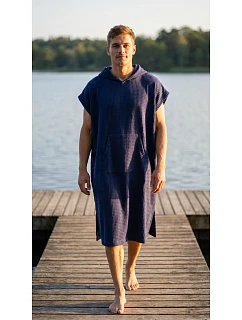 pánské vaflové pončo Saimaa s kapucí Midnight Sapphire