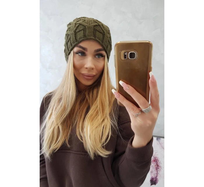 Fleecová čepice Sonia model 18749895 khaki - K-Fashion Fleecová čepice Sonia model 18749895 khaki - K-Fashion