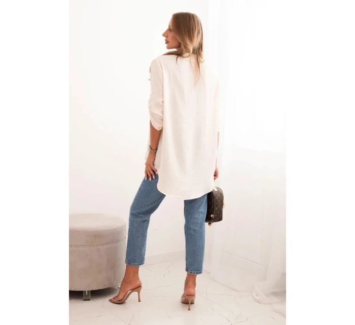 Halenka s delším zadním dílem světlé béžové Halenka s delším zadním dílem světlé béžové